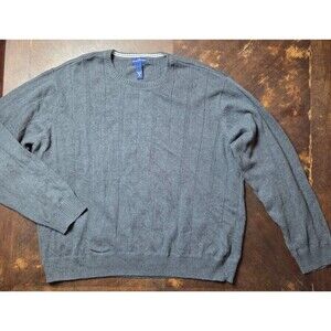 John Ashford Sweater Mens X-Large Gray Ribbed Tight Knit Pullover Jumper XL